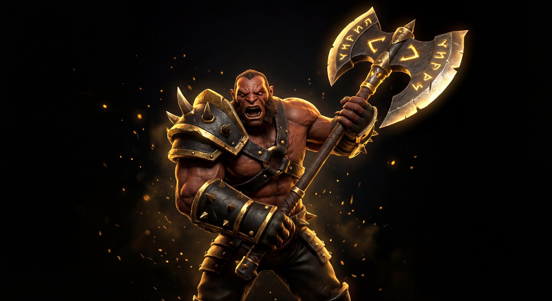 Axe Dota 2 hero portrait with gold accents on black background