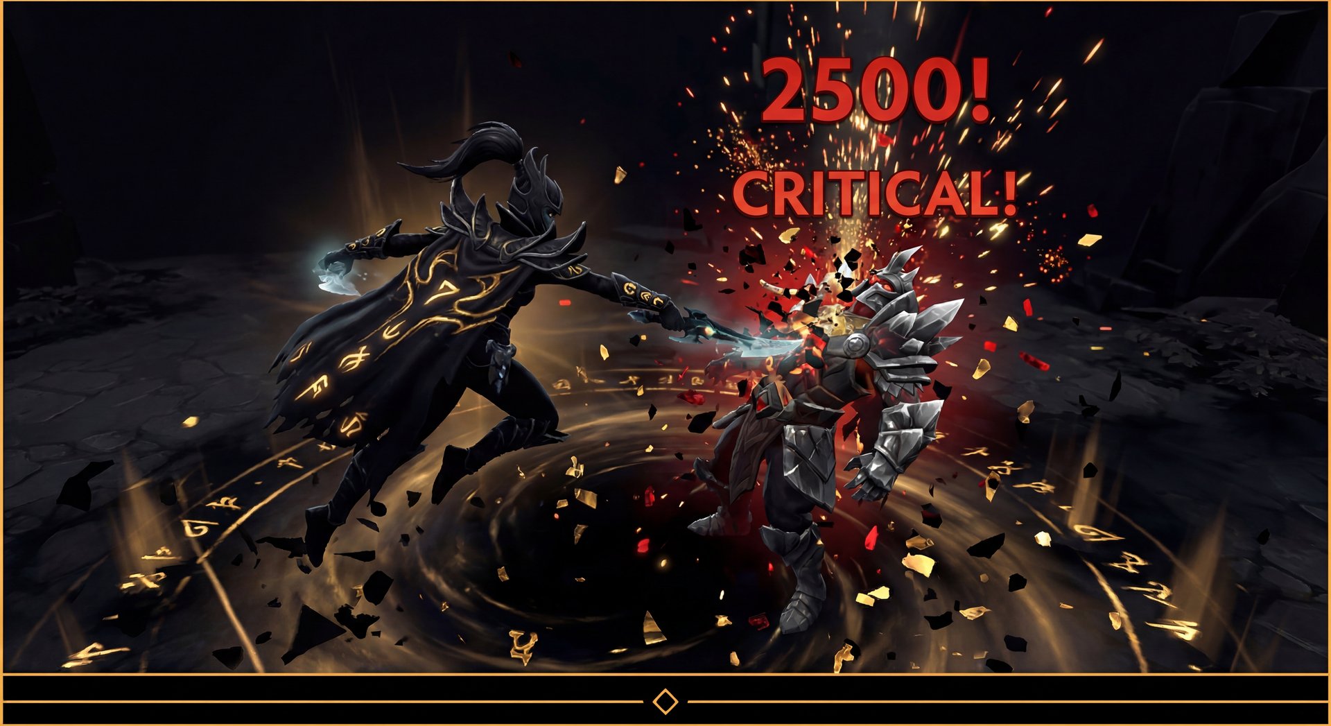 Phantom Assassin performing Coup de Grace critical strike with dramatic impact