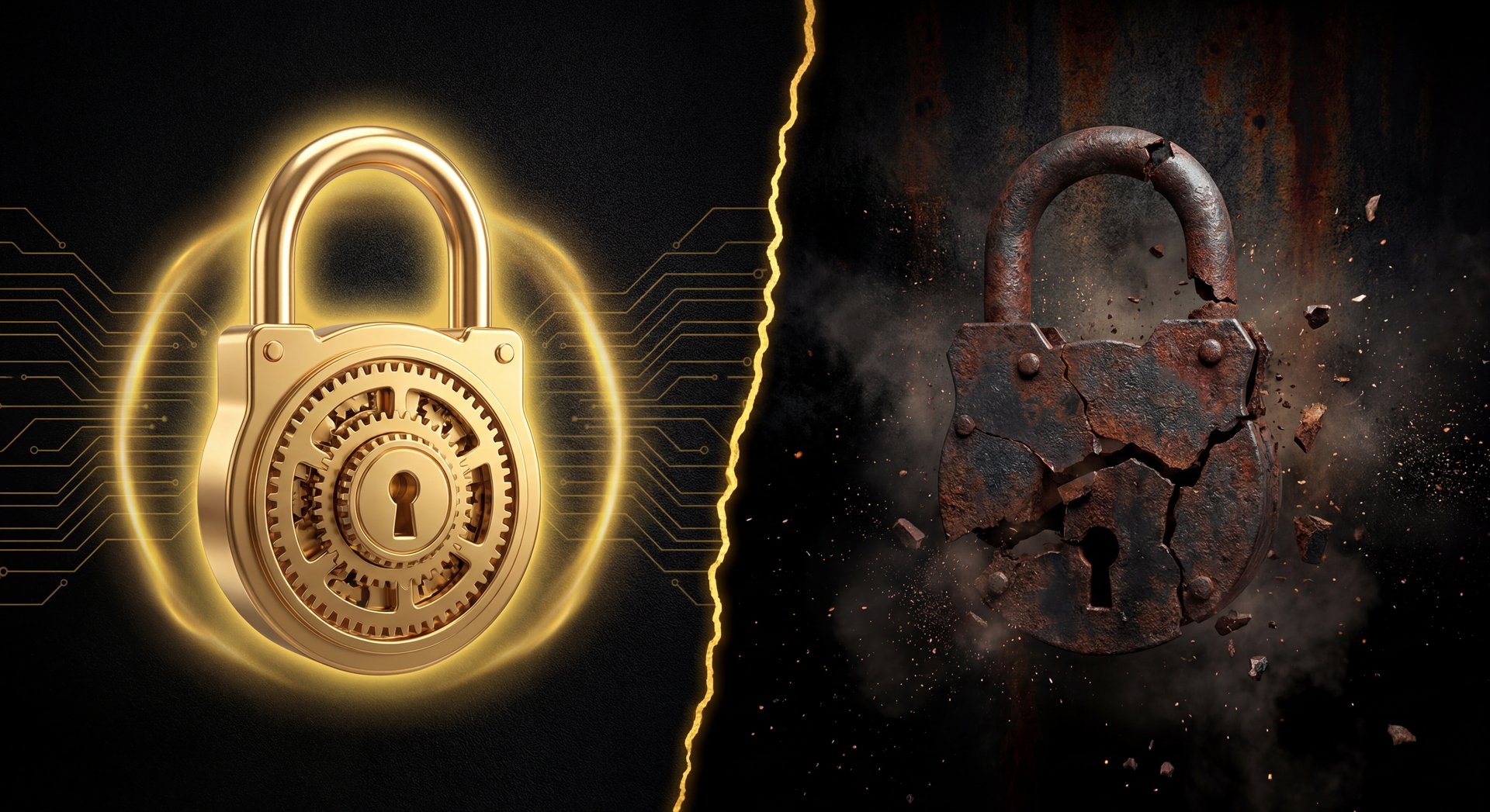 Secure lock vs broken lock comparing quality and cheap boost security