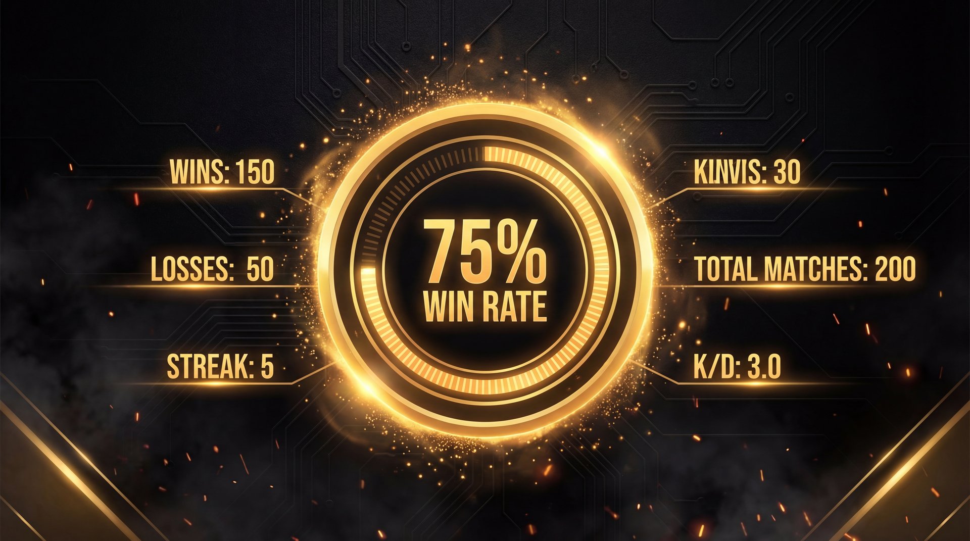 Win rate percentage circle in gold showing calibration boost success