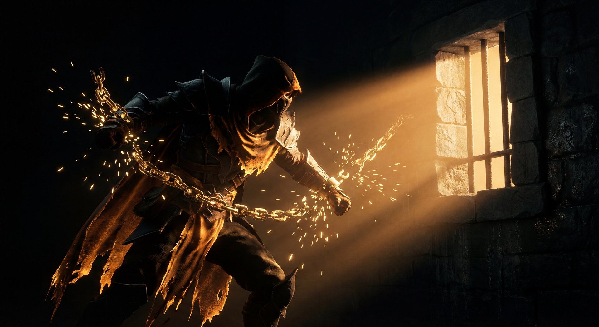 Sad player in LP jail breaking free with gold light