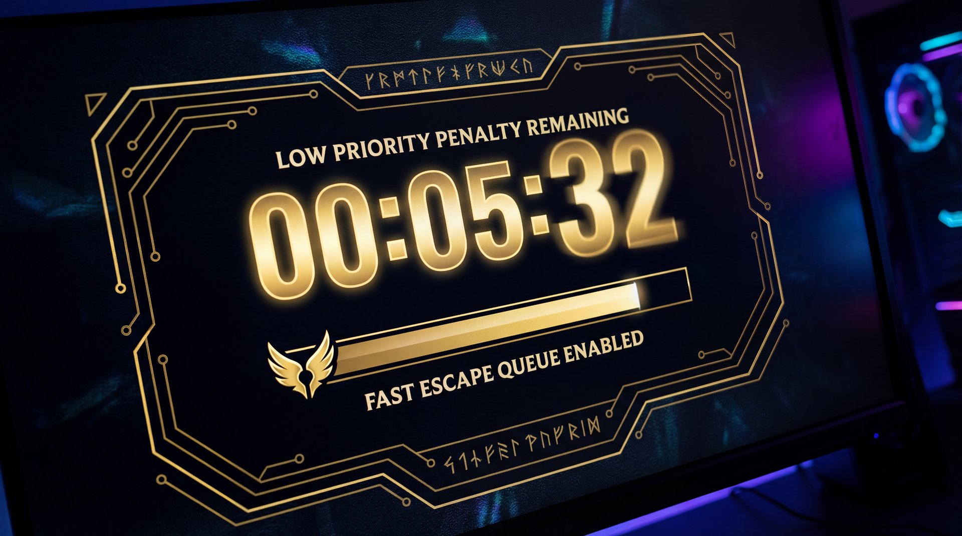 Clock showing fast LP escape time with gold accents