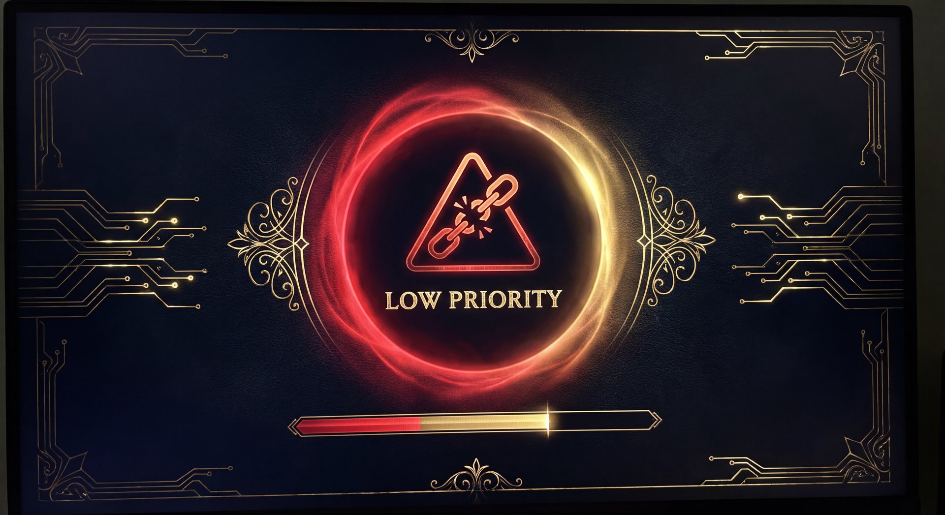 Low priority queue warning screen transforming from red to gold in Dota 2