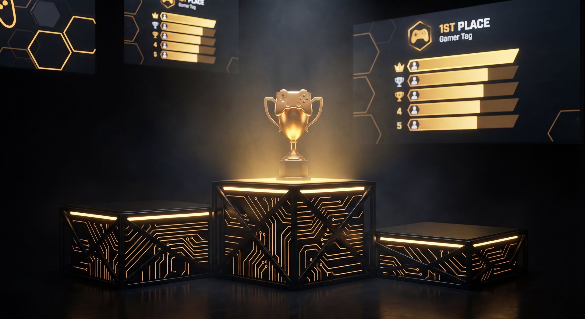 Podium with TeamSmurf at number 1 position with gold trophy