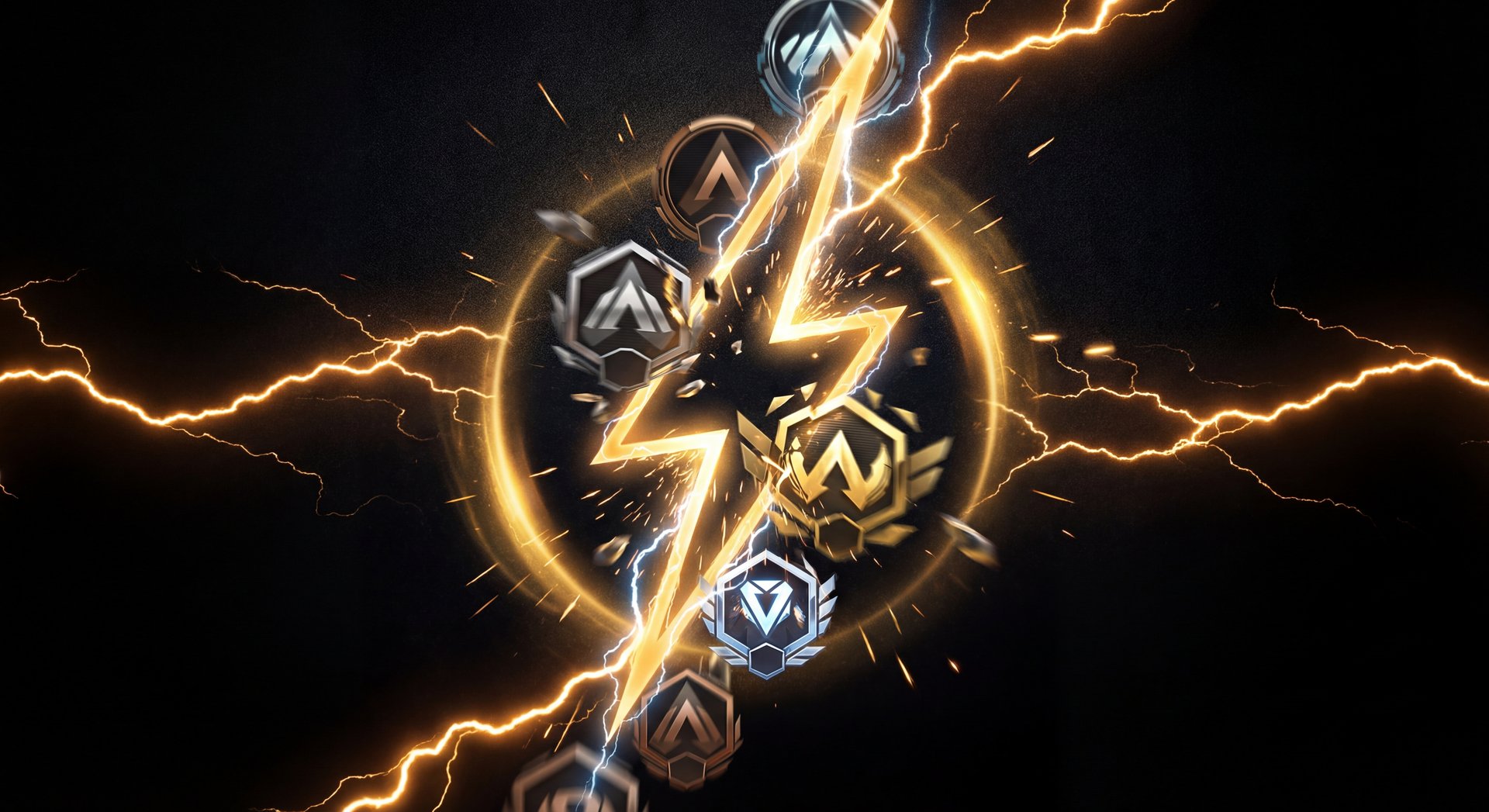 Lightning bolt through Dota 2 rank badges showing rapid progression