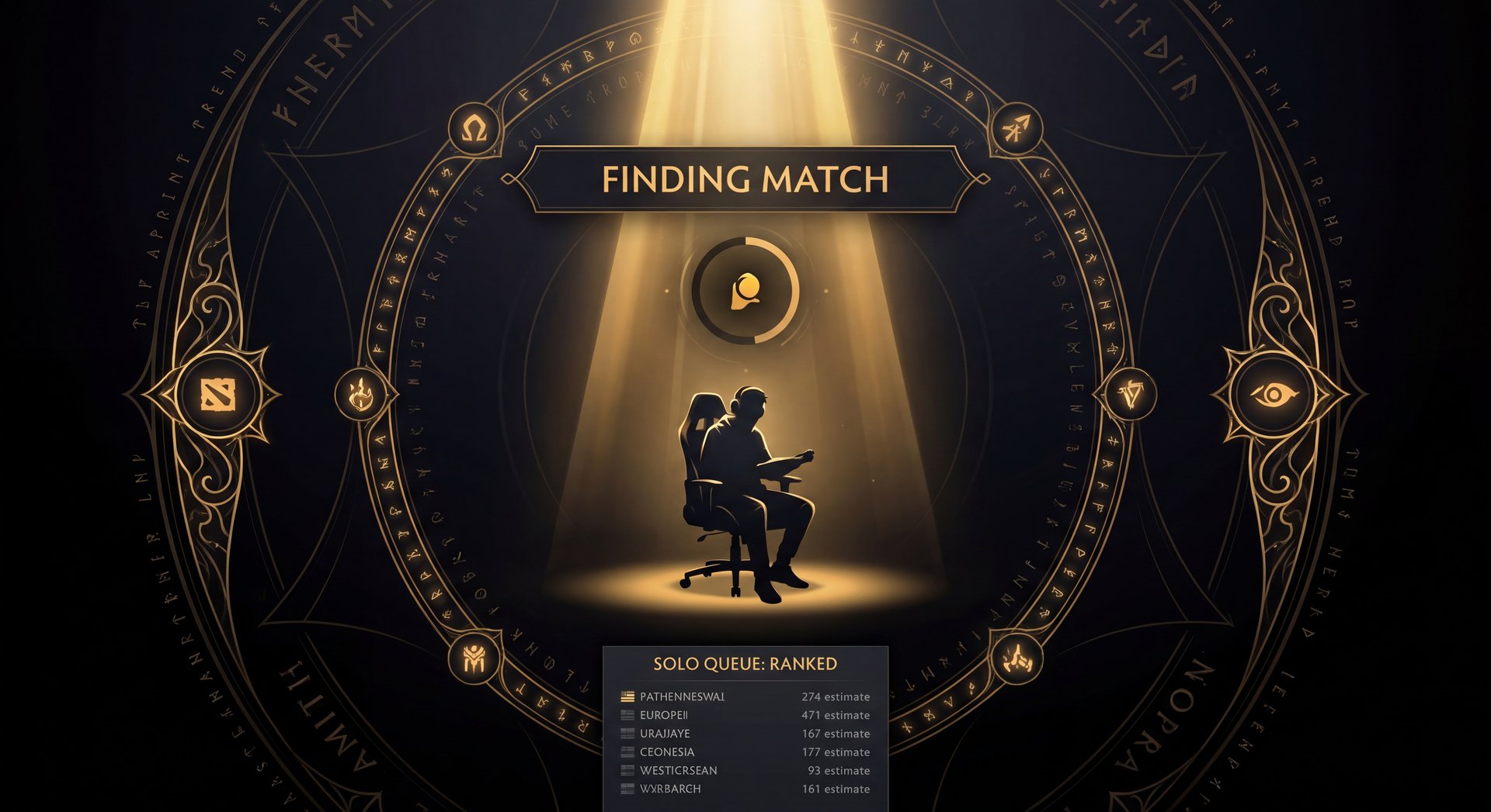 Solo queue ranked match loading screen in Dota 2