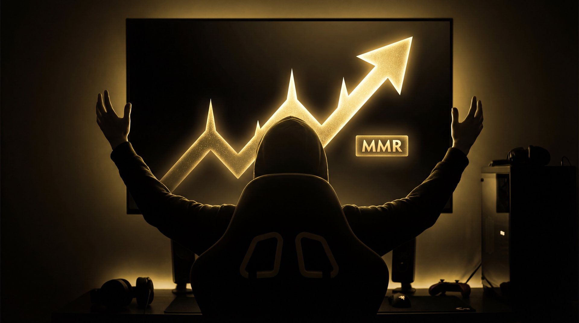 Single player icon with rising MMR arrow in Dota 2