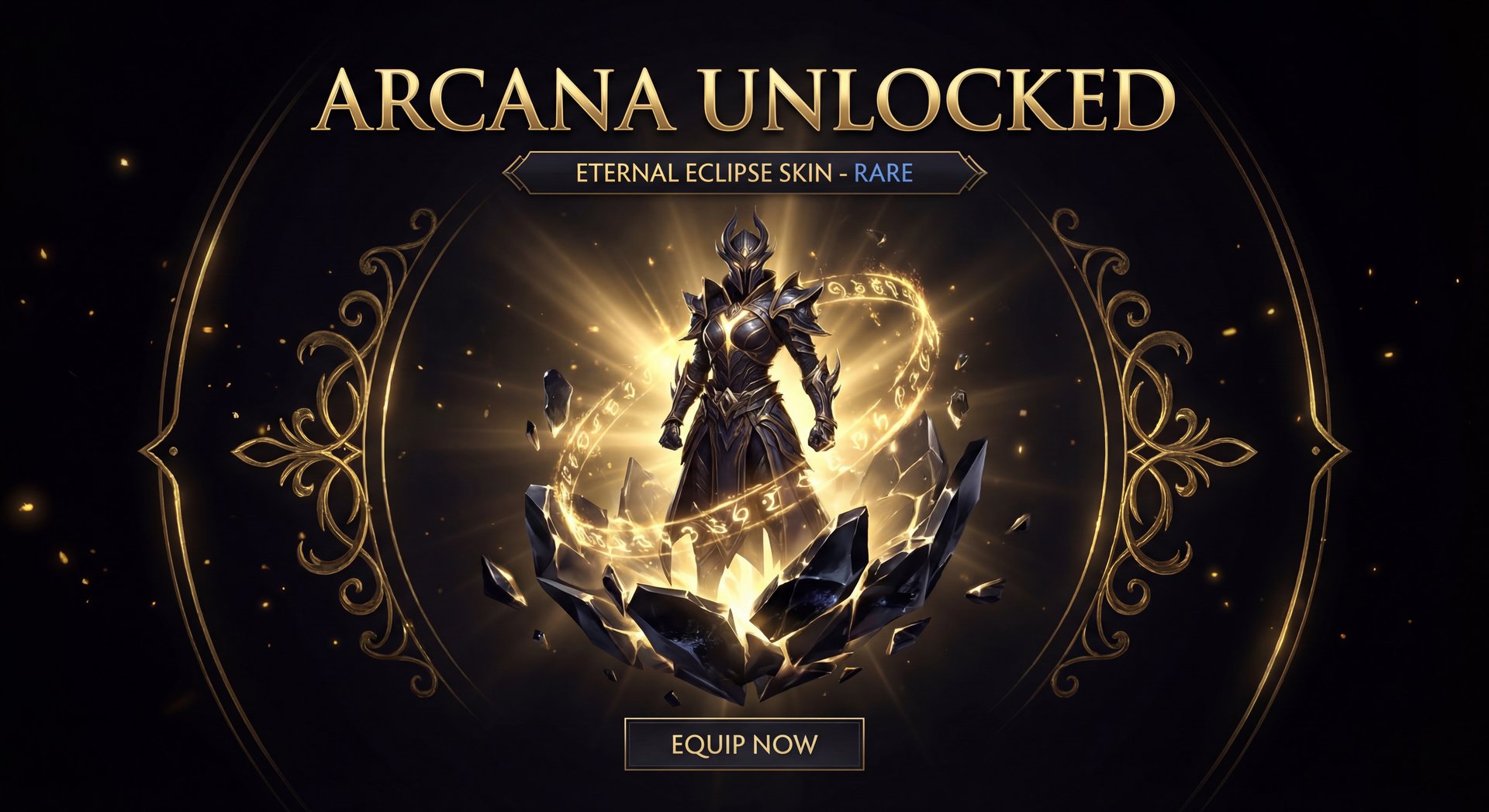 Arcana style 2 unlock screen with golden effects