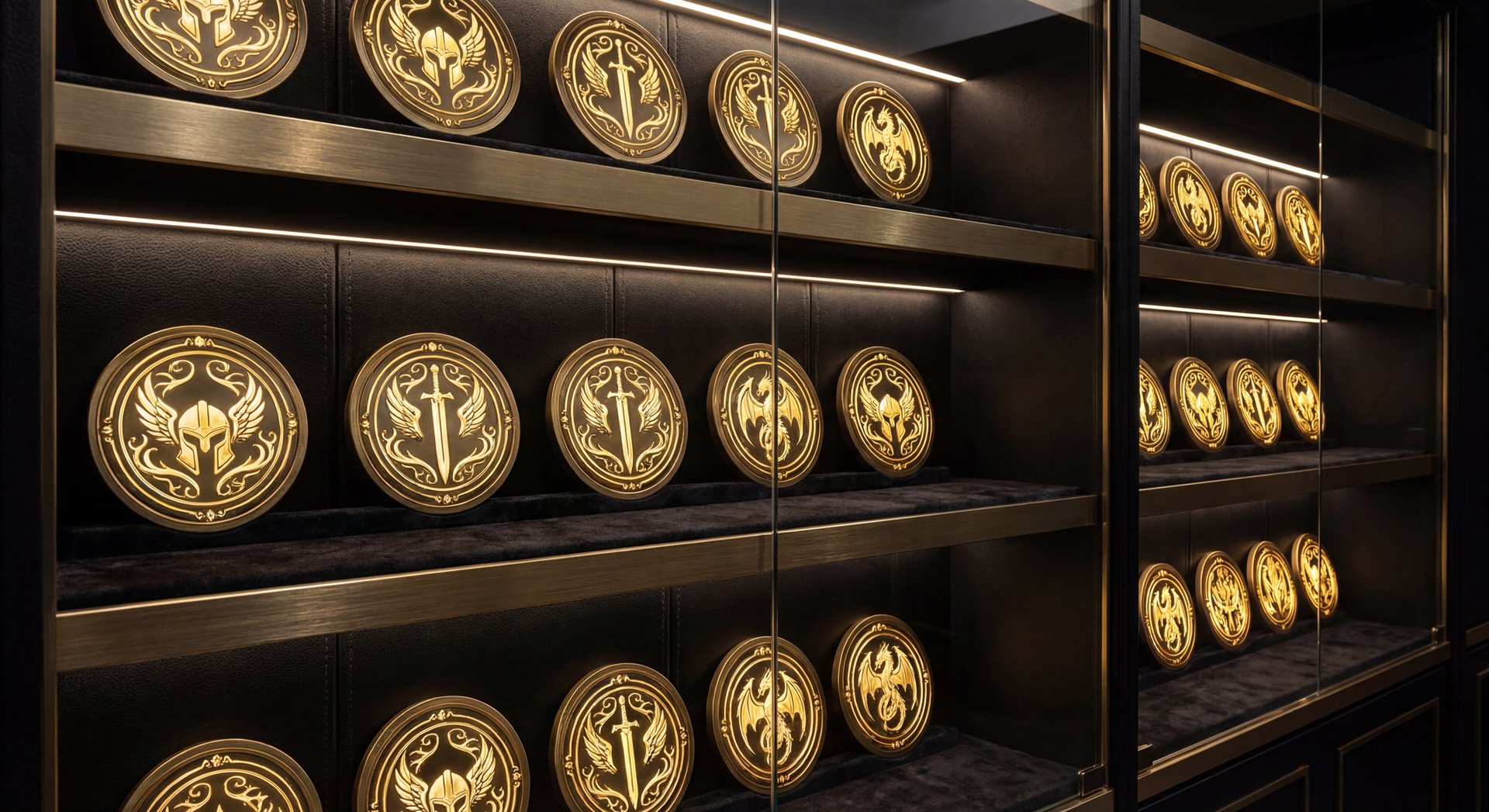 Hero mastery badges collection with gold tiers