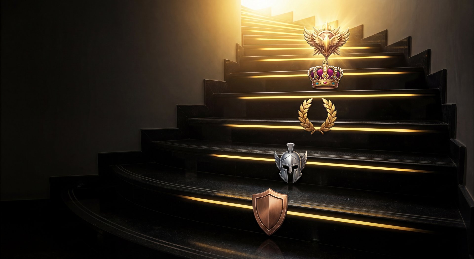 Medal progression staircase from Herald to Immortal in Dota 2