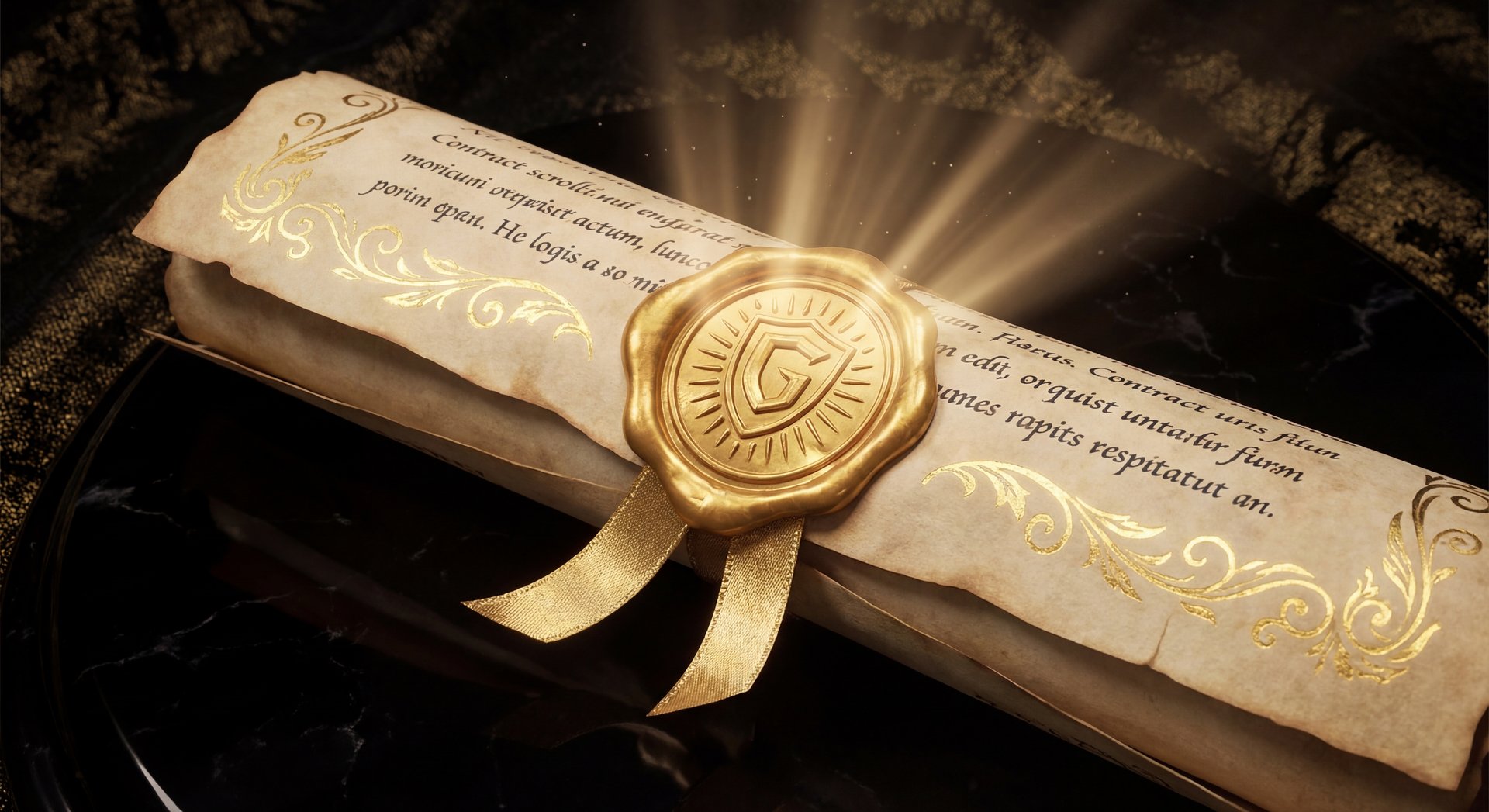 Contract document with golden seal for Dota 2 boost guarantee