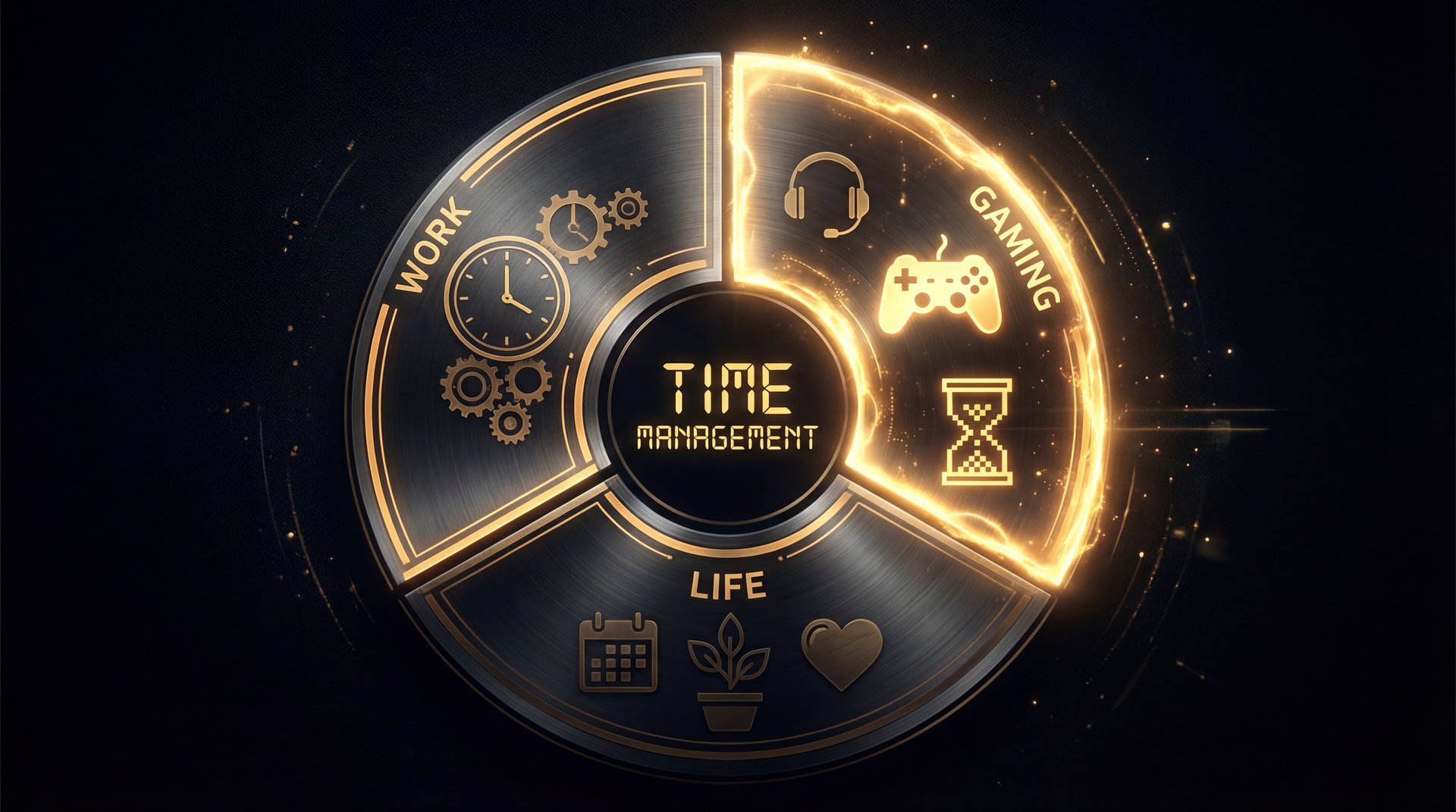 Work-life-gaming balance wheel showing time management