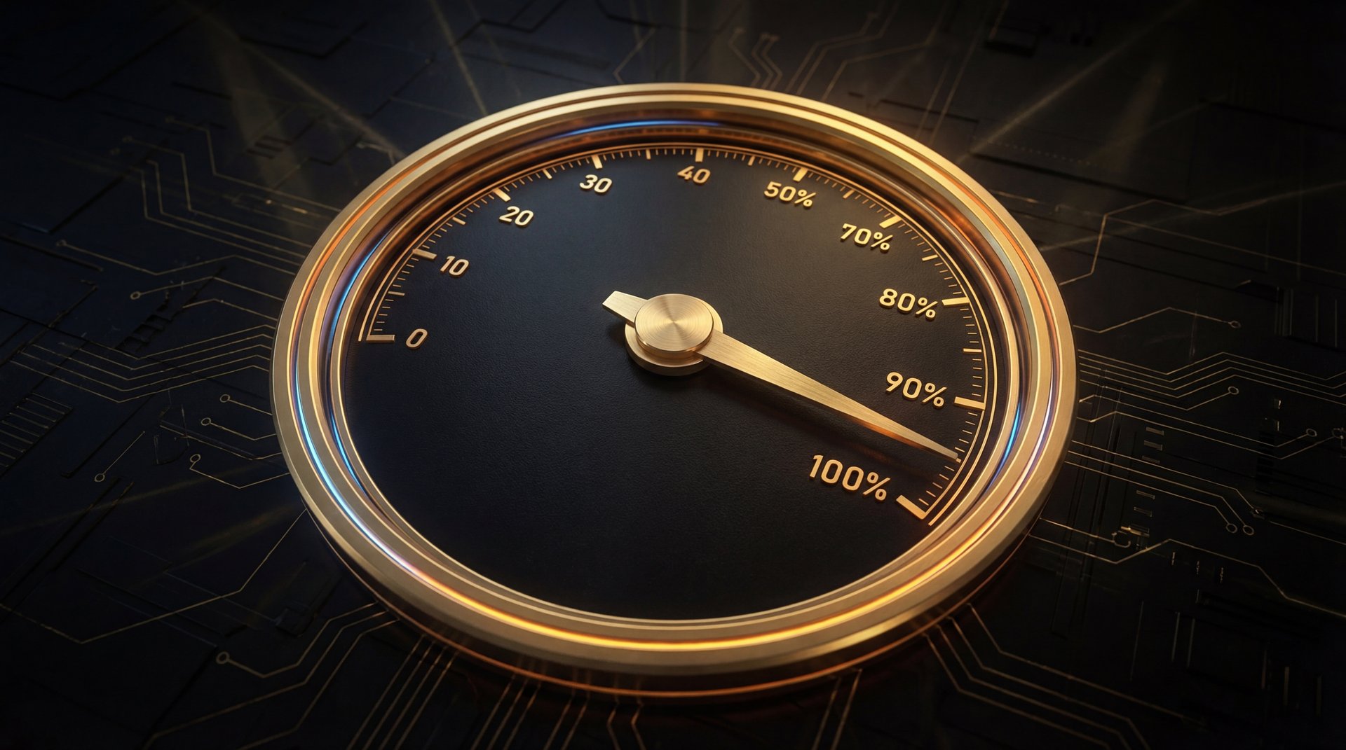 Customer satisfaction meter showing 90 percent plus in gold