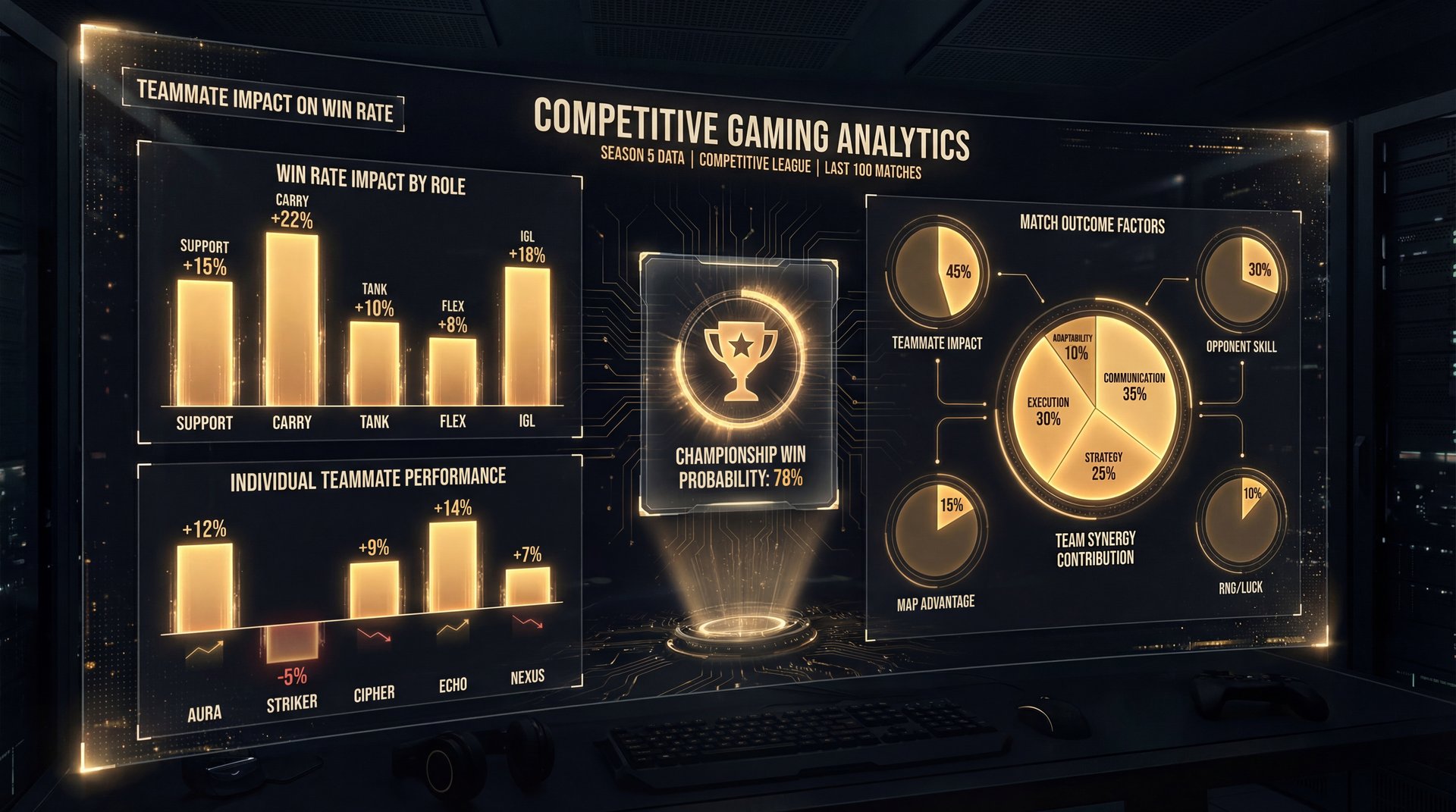 Good vs bad teammate behavior comparison with hero silhouettes on dark background