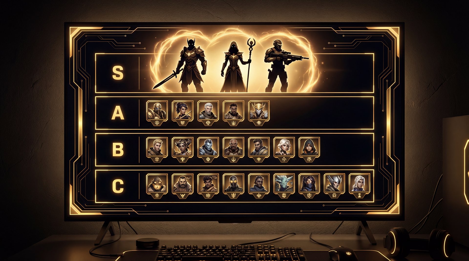 Hero win rate chart per rank bracket with gold data visualization