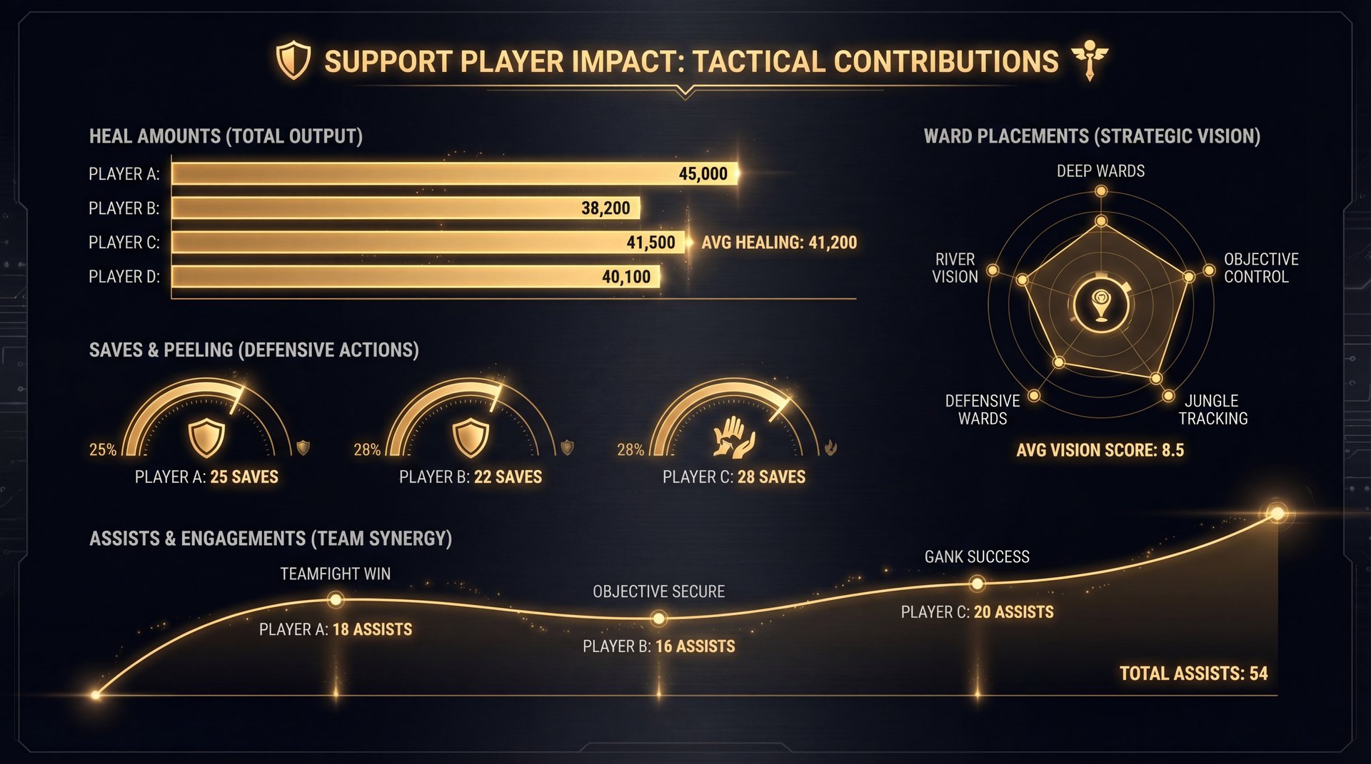 Ward placement map with support positioning on Dota 2 minimap