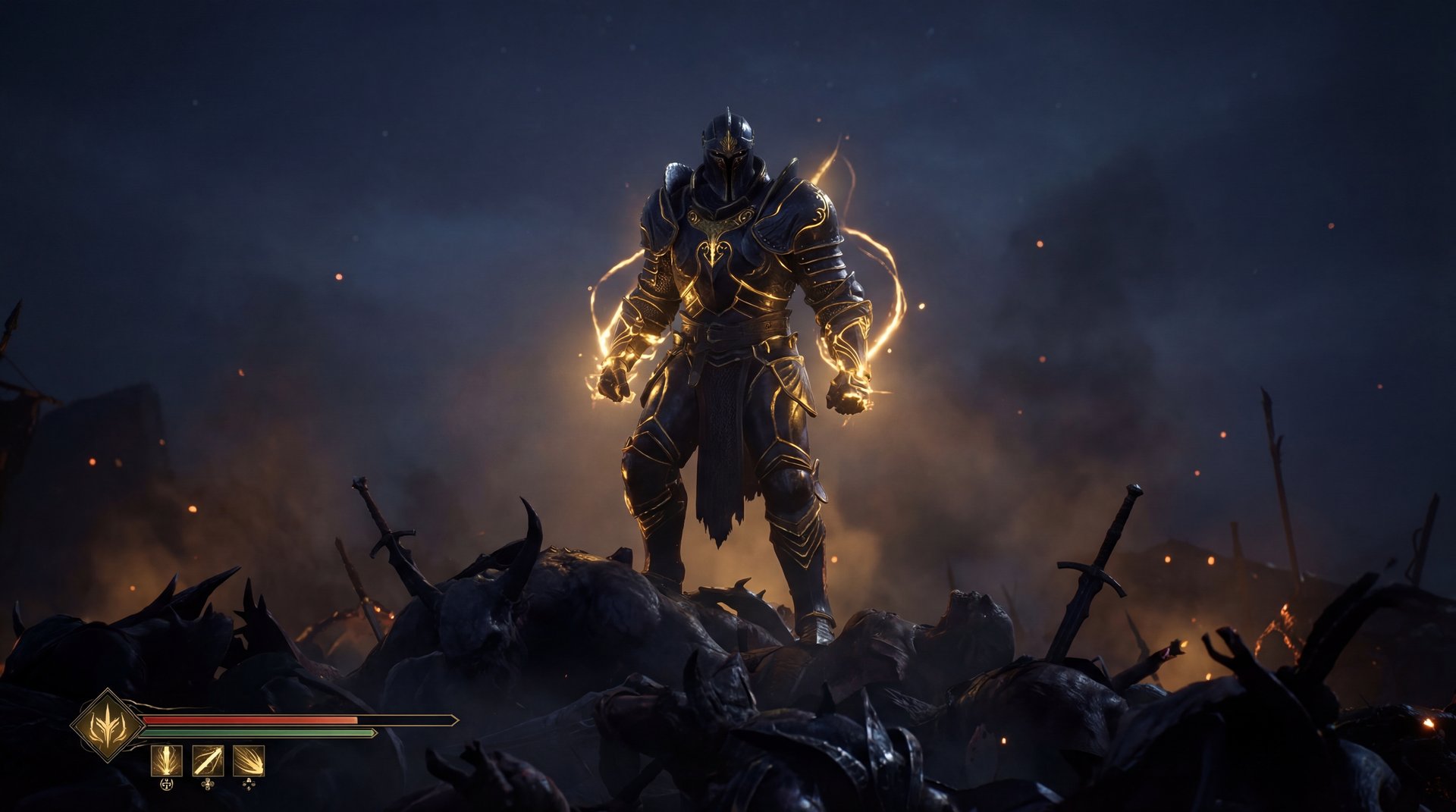 Power spike timeline for carry heroes with gold highlights on dark background