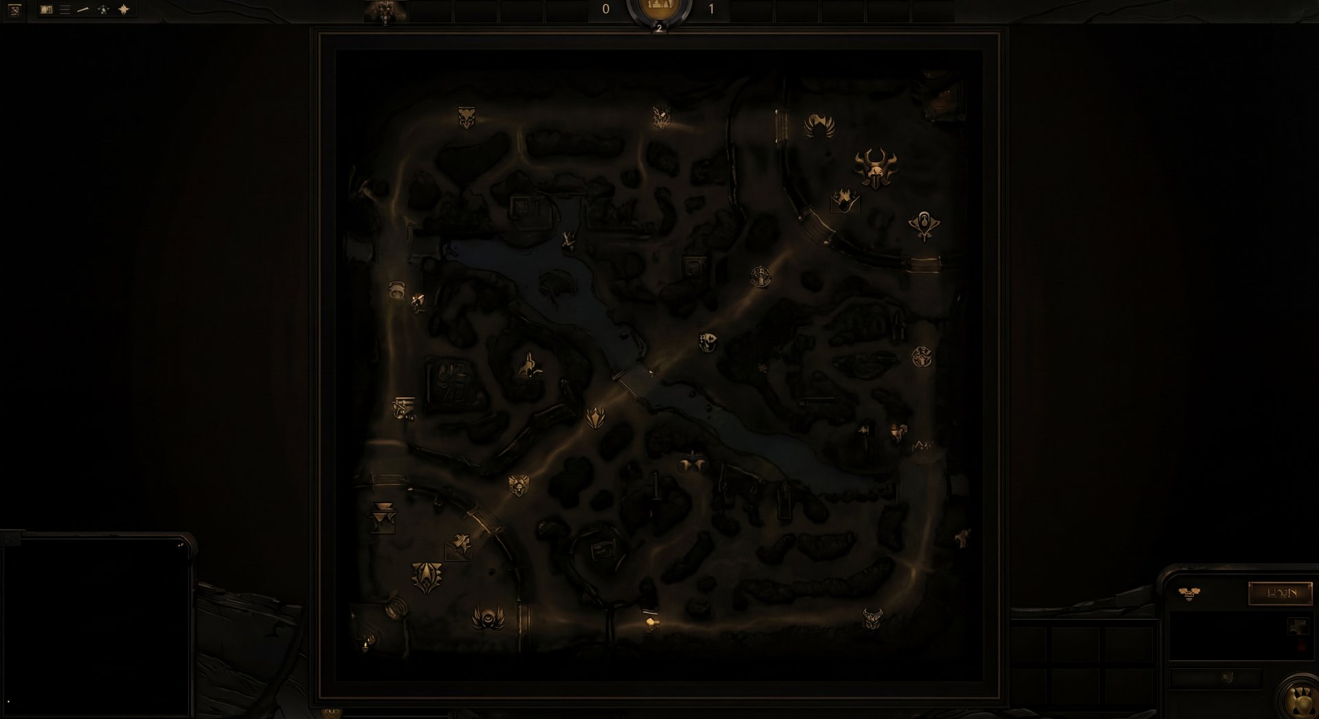 Minimap with no ward vision representing Herald gameplay in Dota 2