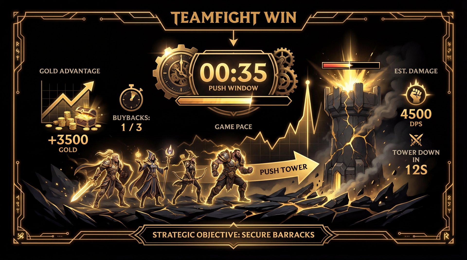 Push timing comparison showing wrong and right moments in Dota 2