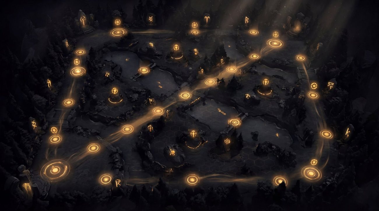 Dota 2 ward placement map with golden highlighted spots