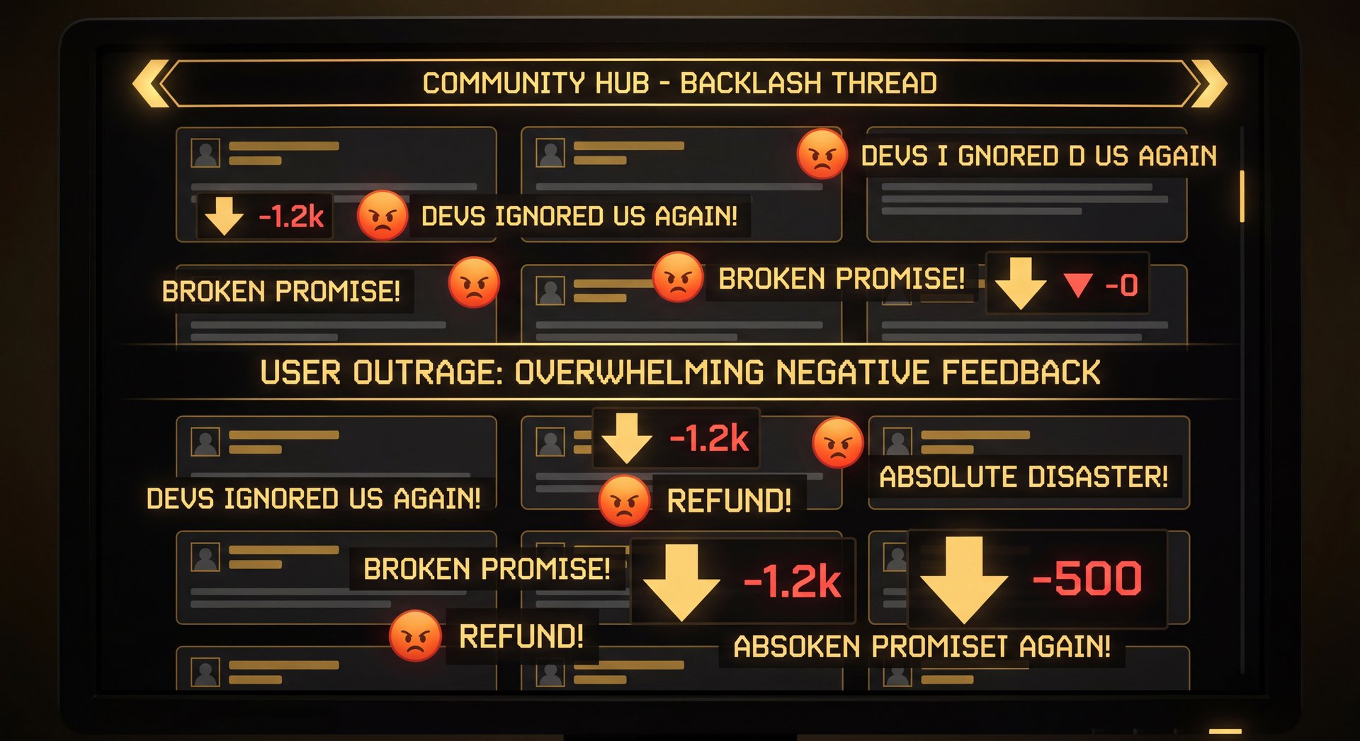 Worst Dota 2 patch notes with red X marks gold on black