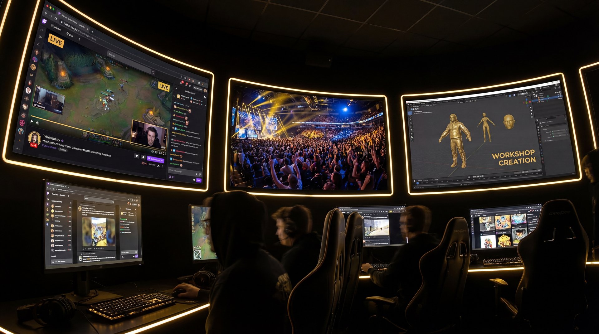 Dota 2 community activity showcase with golden highlights