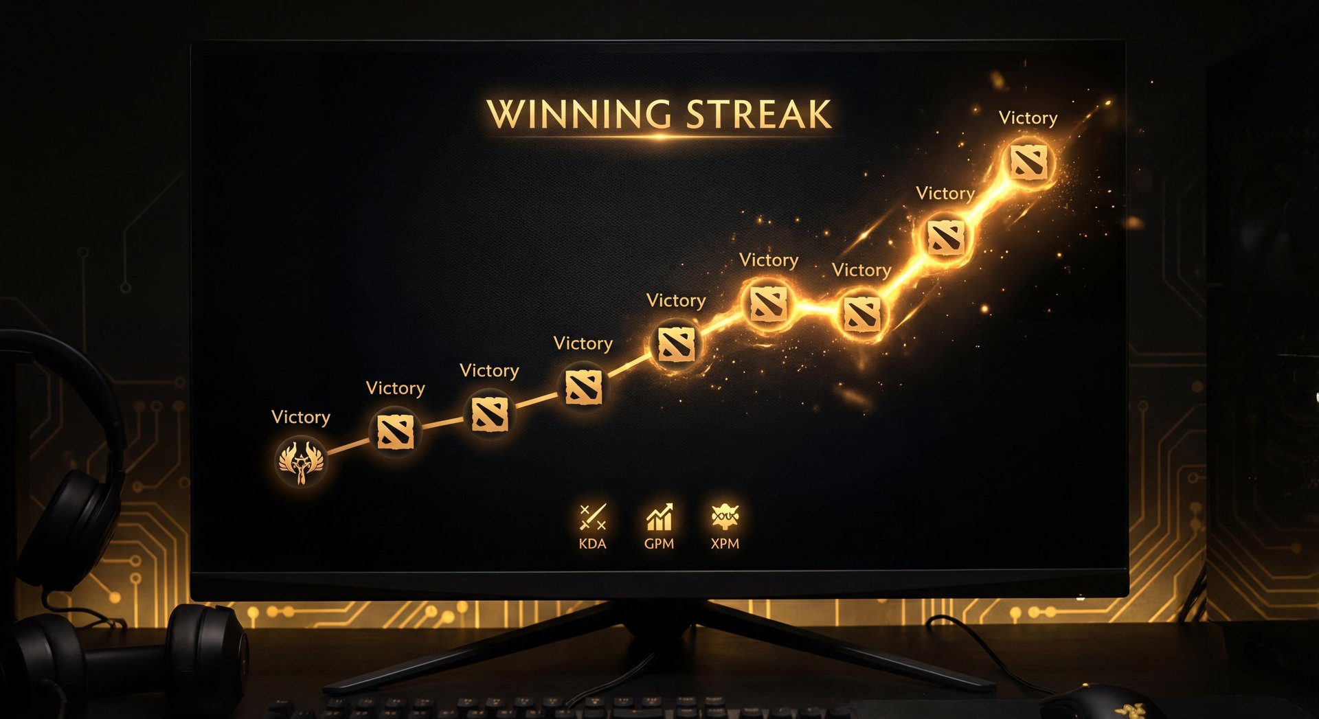 75%+ win rate golden badge with match history all green wins