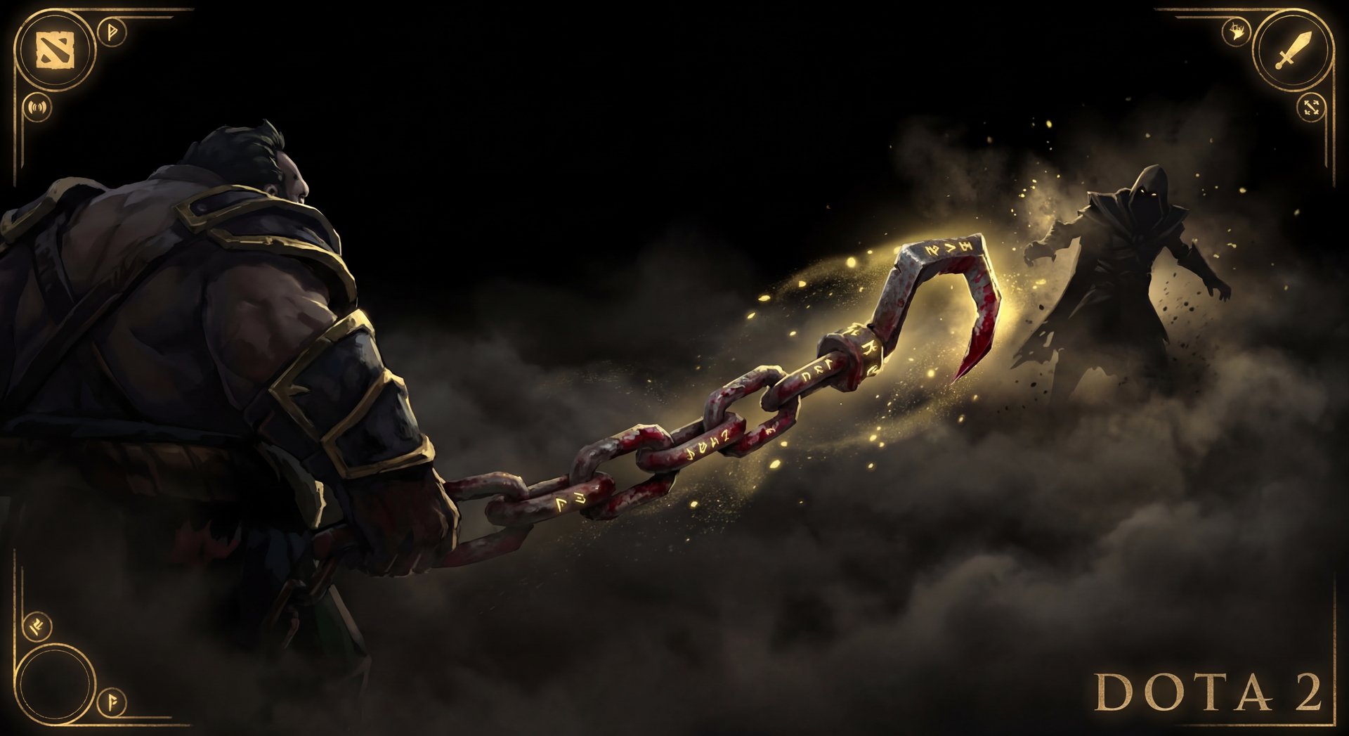 Pudge using Meat Hook ability dark cinematic Dota 2