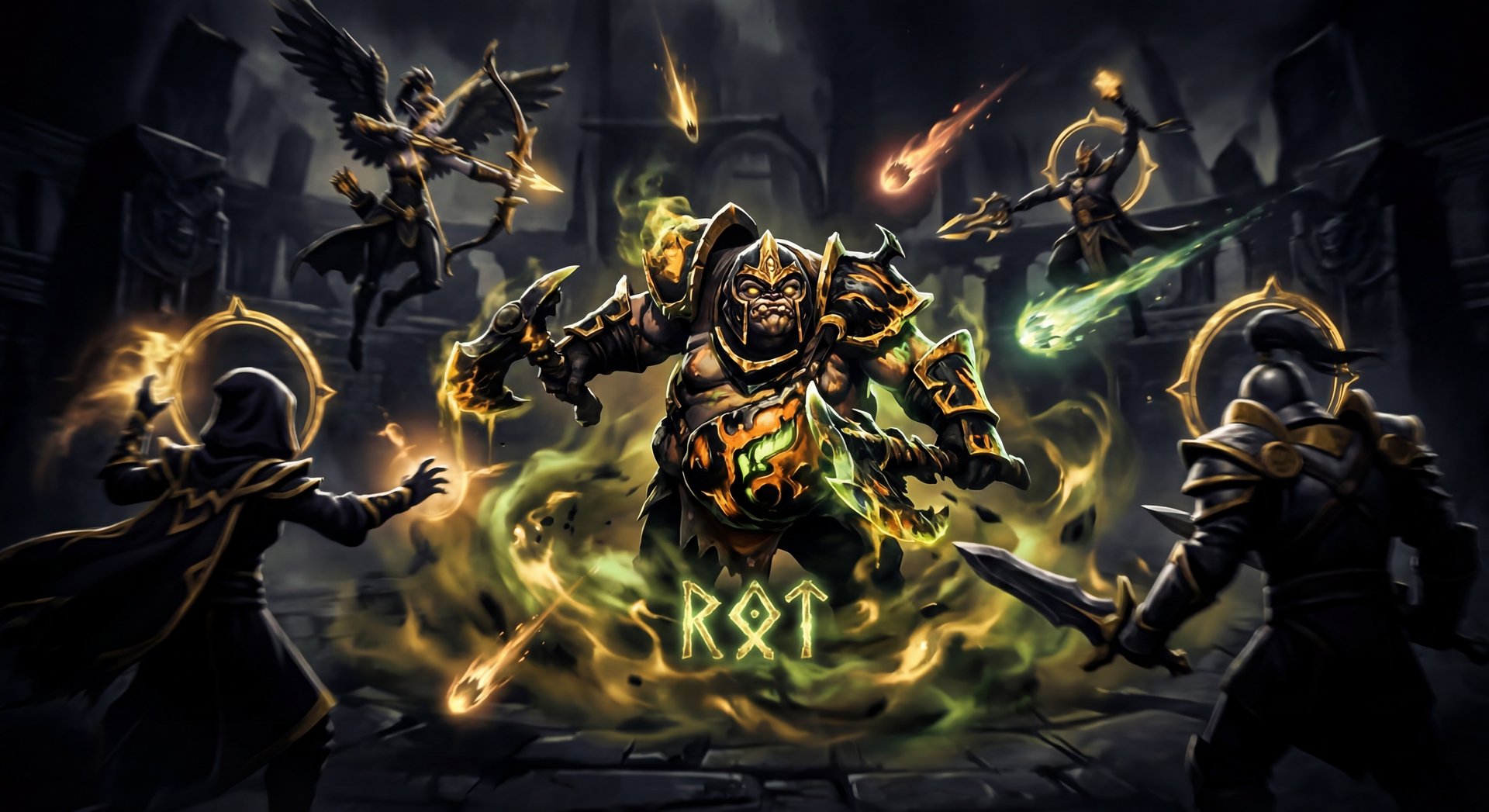 Pudge laning phase Dota 2 dark gaming scene