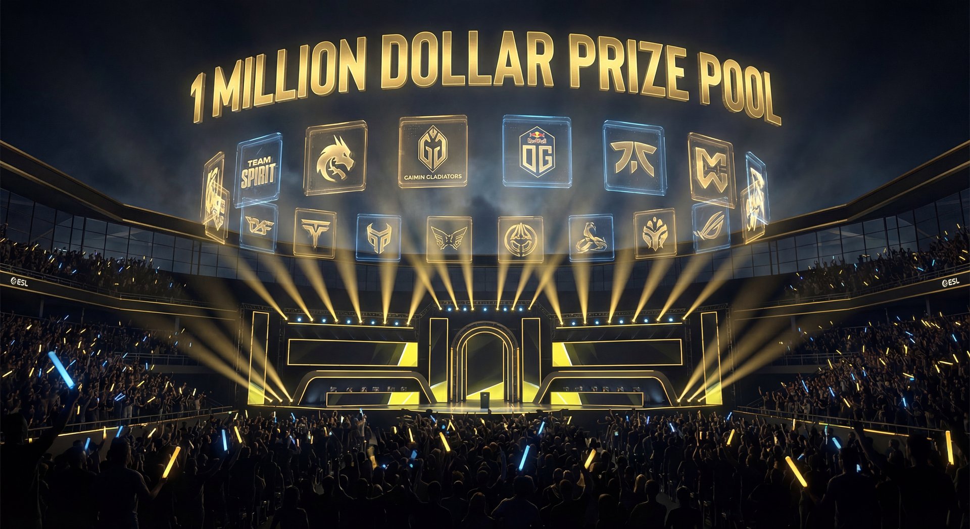 ESL One Birmingham 2026 tournament arena with 16 Dota 2 teams