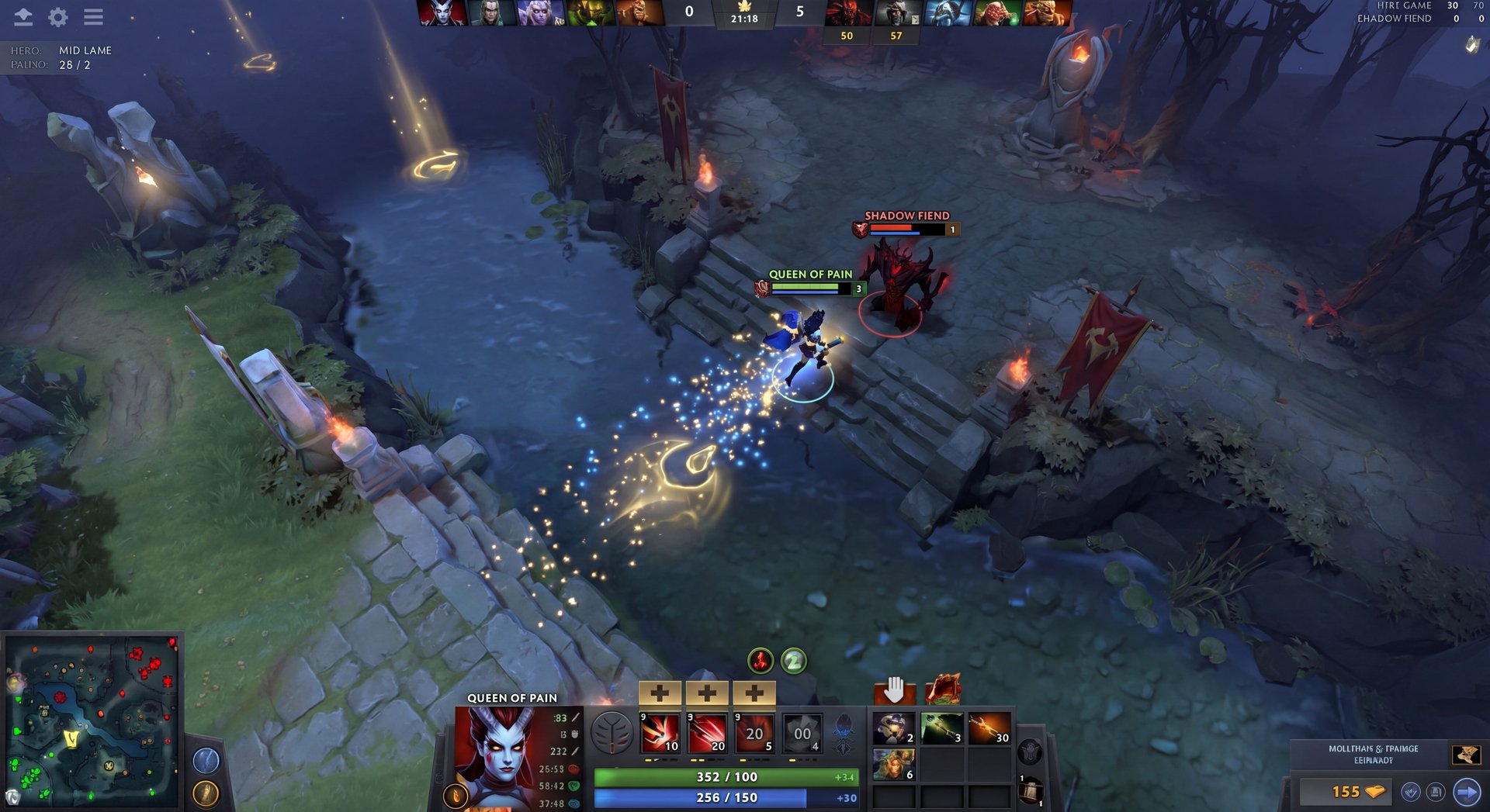 Queen of Pain in mid lane