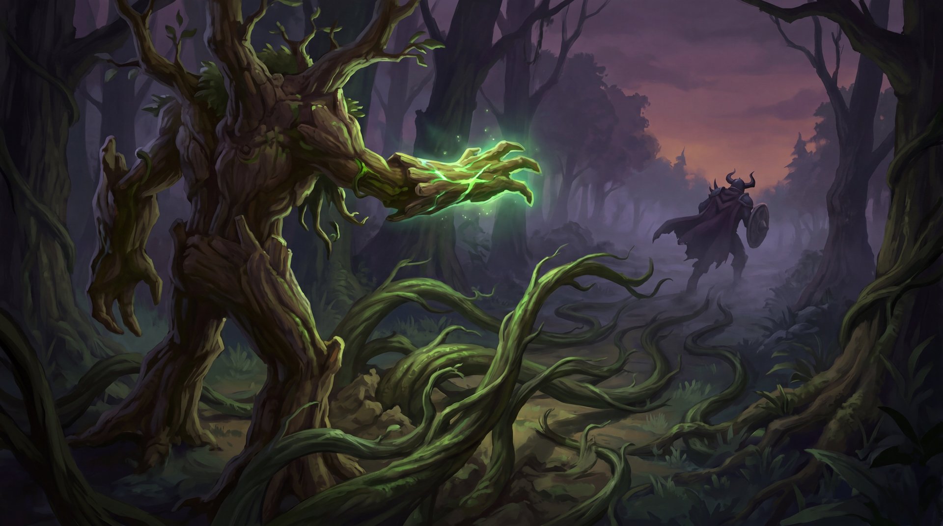 Treant Protector casting Nature's Grasp in a Dota 2 lane