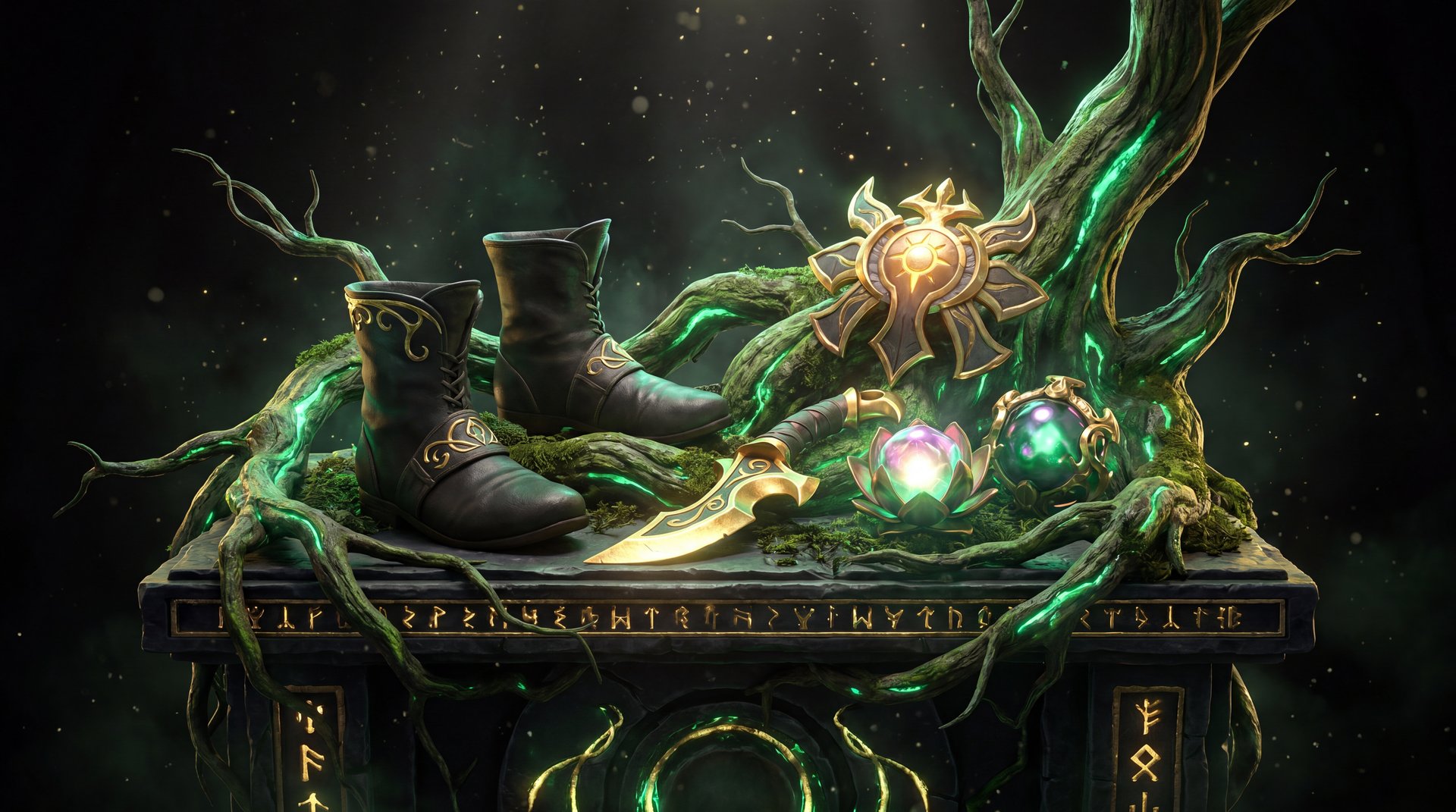 Treant Protector item progression on dark cinematic board