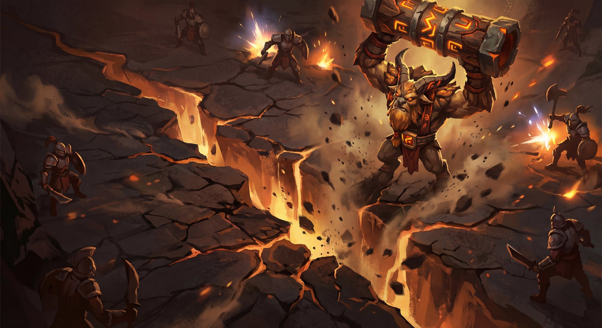 Earthshaker casting fissure and echo slam in authentic Dota 2 style