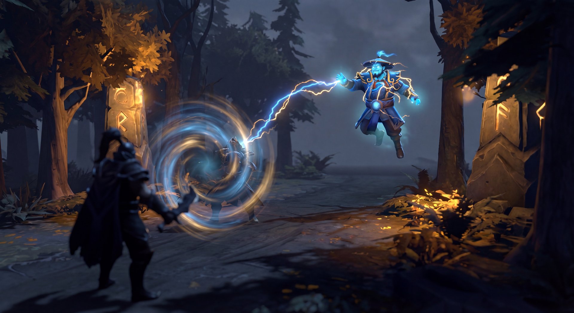 Storm Spirit ganking side lane with Electric Vortex and Overload combo