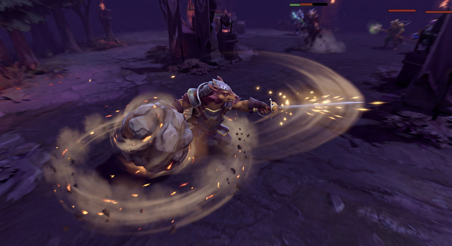 Pangolier using Swashbuckle and Rolling Thunder in battle