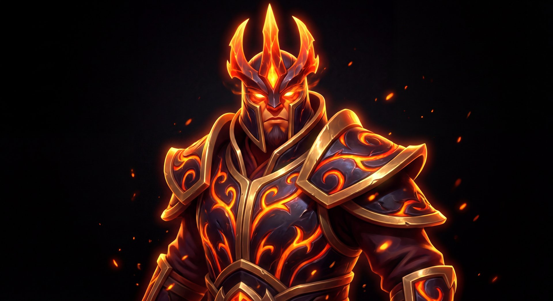 Ember Spirit cinematic portrait with gold accents