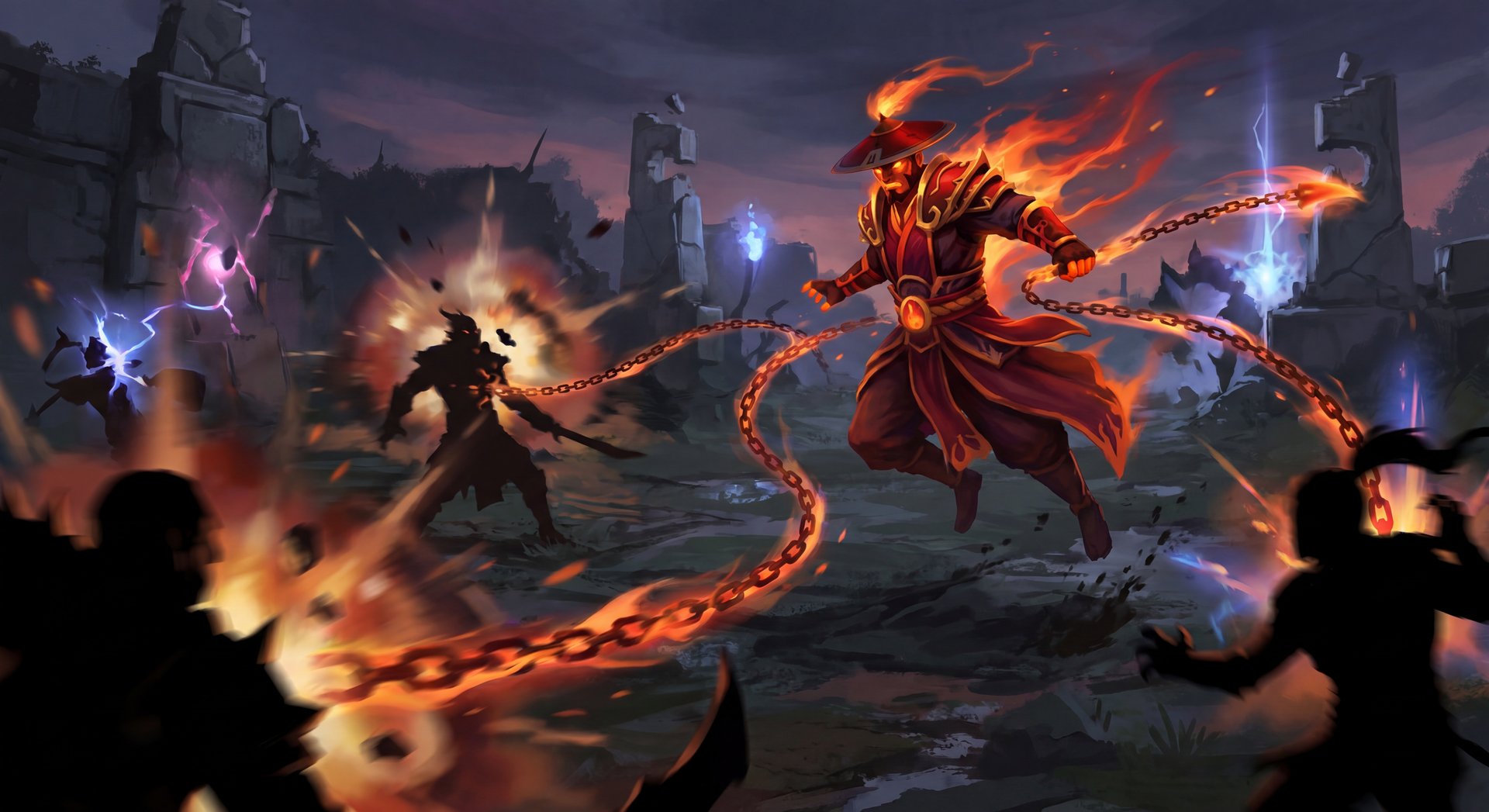 Ember Spirit using Sleight of Fist and Searing Chains in battle