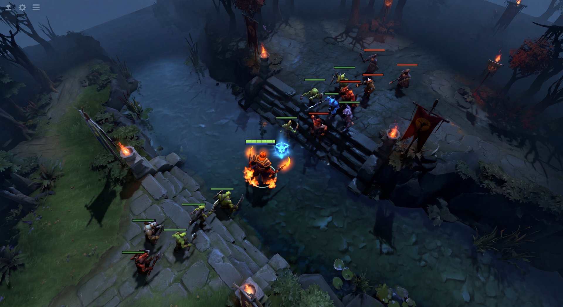 Ember Spirit controlling mid lane runes and wave in Dota 2
