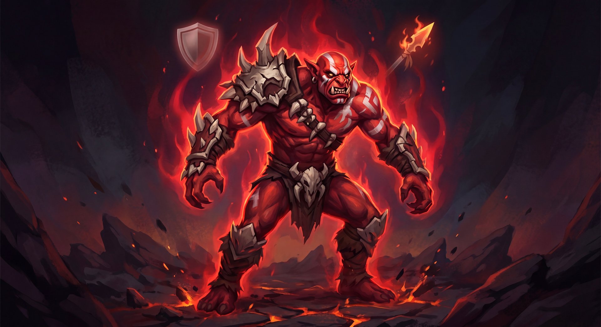 Huskar with low HP glowing red with increased attack speed and magic resistance from Berserker's Blood