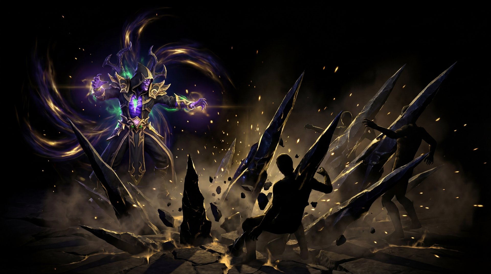 Lion casting Earth Spike and Hex abilities in Dota 2