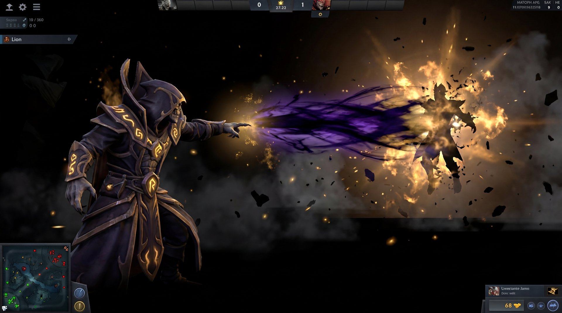 Lion using Finger of Death ultimate ability in Dota 2