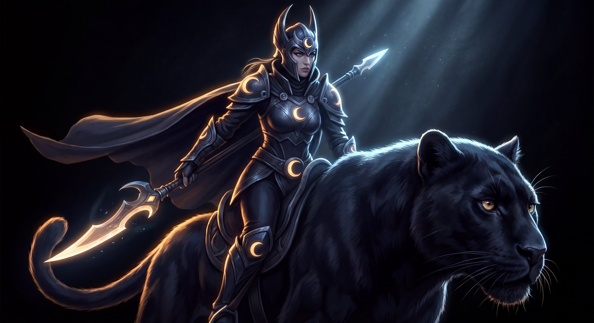 Luna cinematic portrait black and gold