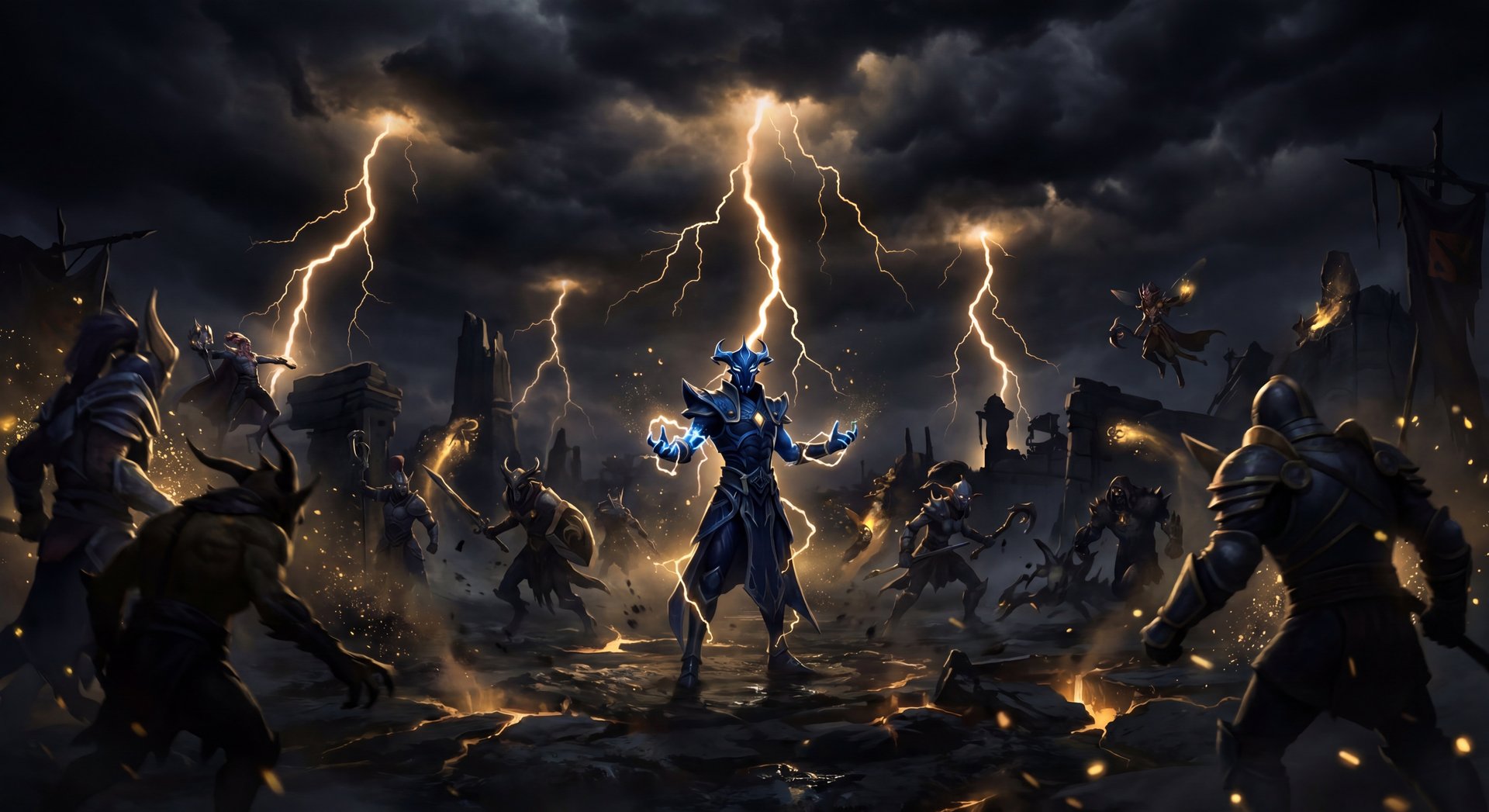 Razor leading a mid game teamfight with Eye of the Storm