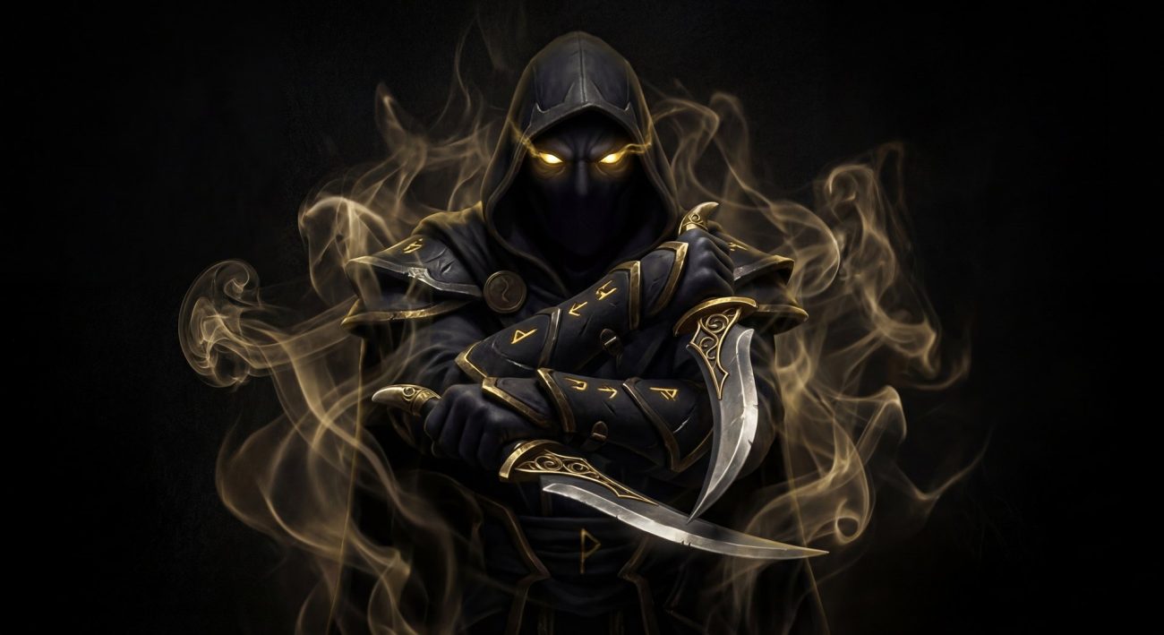 Riki cinematic portrait with gold and black style
