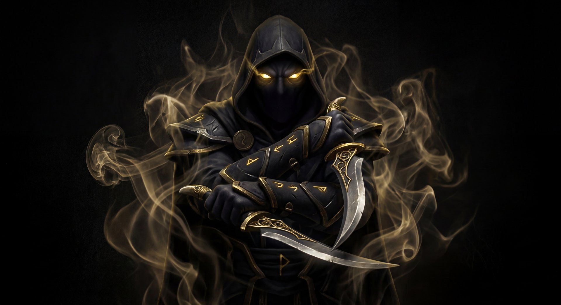 Riki cinematic portrait with gold and black style