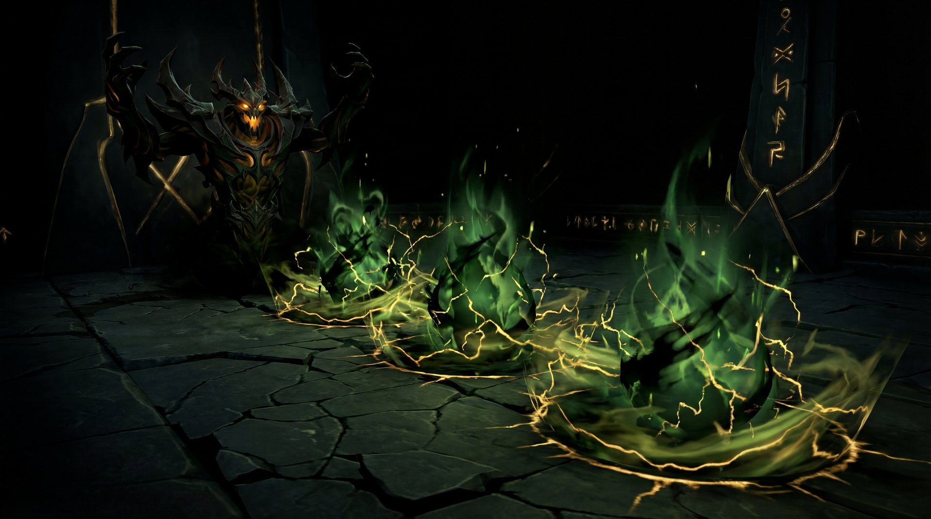 Shadow Fiend casting Shadowraze ability in Dota 2