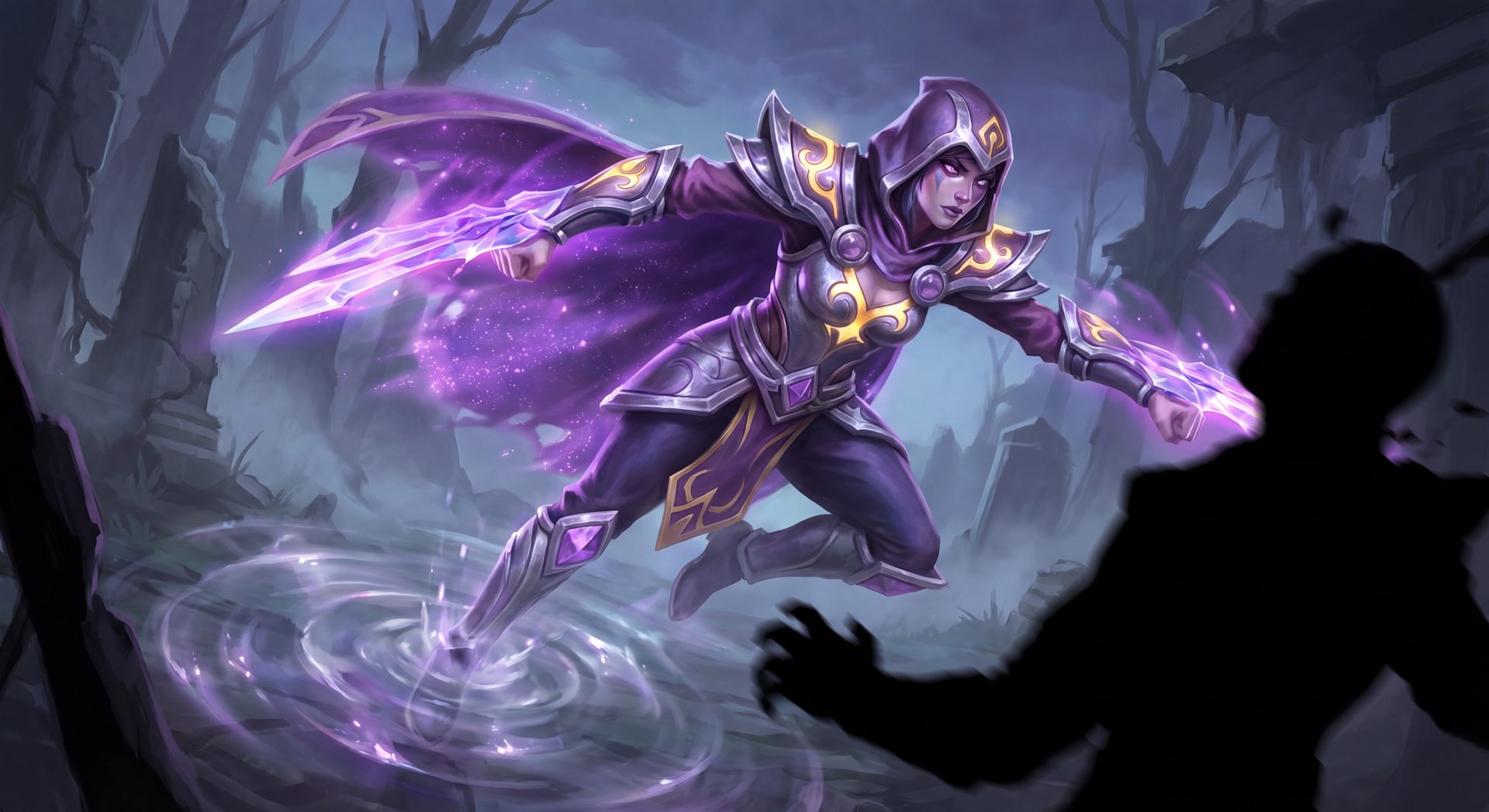 Templar Assassin performing Meld strike attack from invisibility