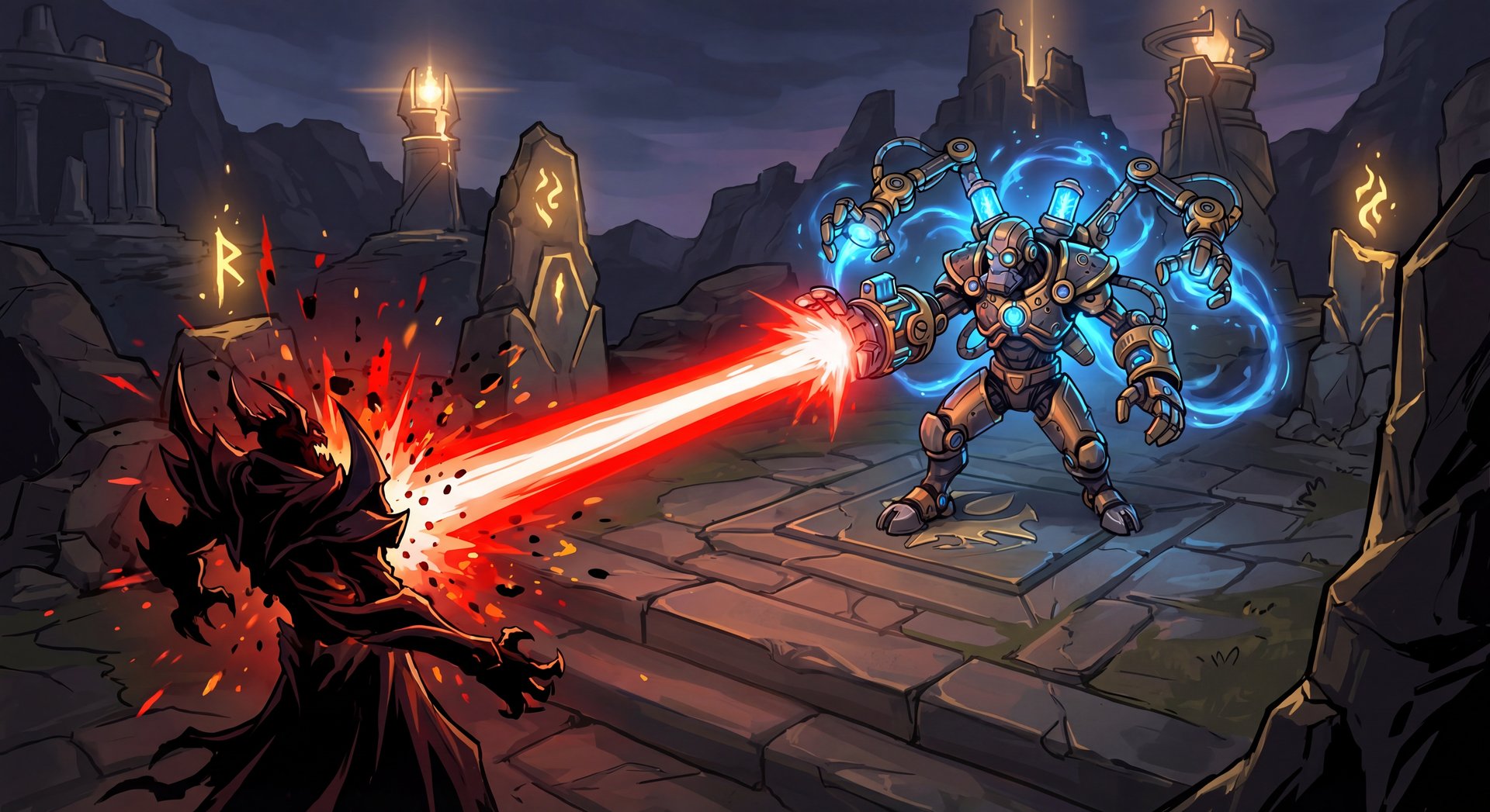 Tinker casting Laser and Heat-Seeking Missile in a team fight
