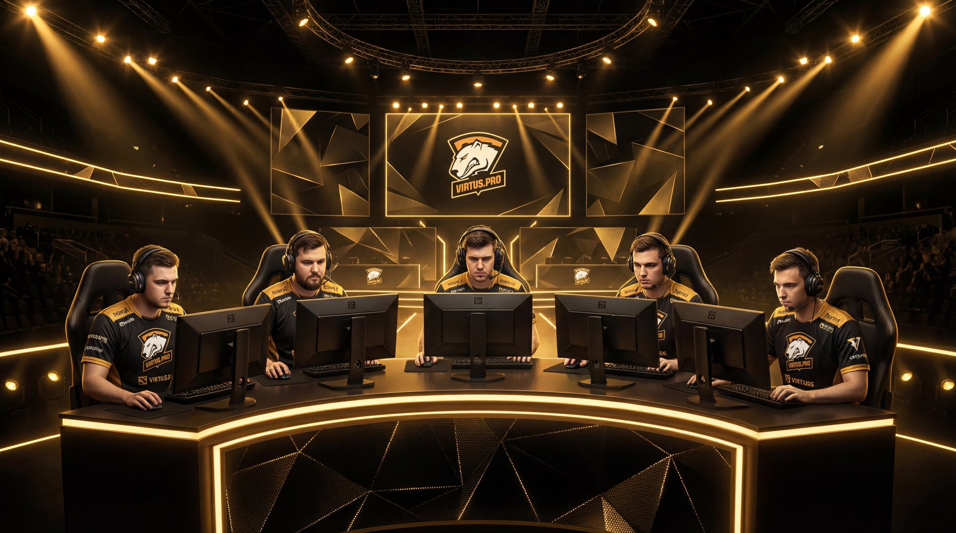 Virtus.pro Dota 2 roster competing at tournament stage